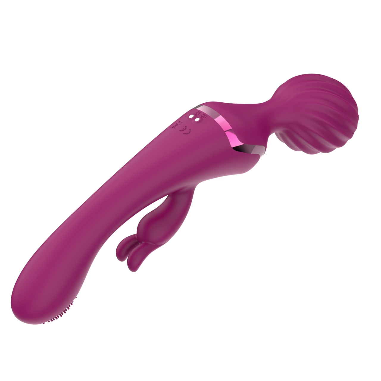 Triple-Motor Textured Rabbit Wand Massager — Magnetic Charging, Independent Controls view 4