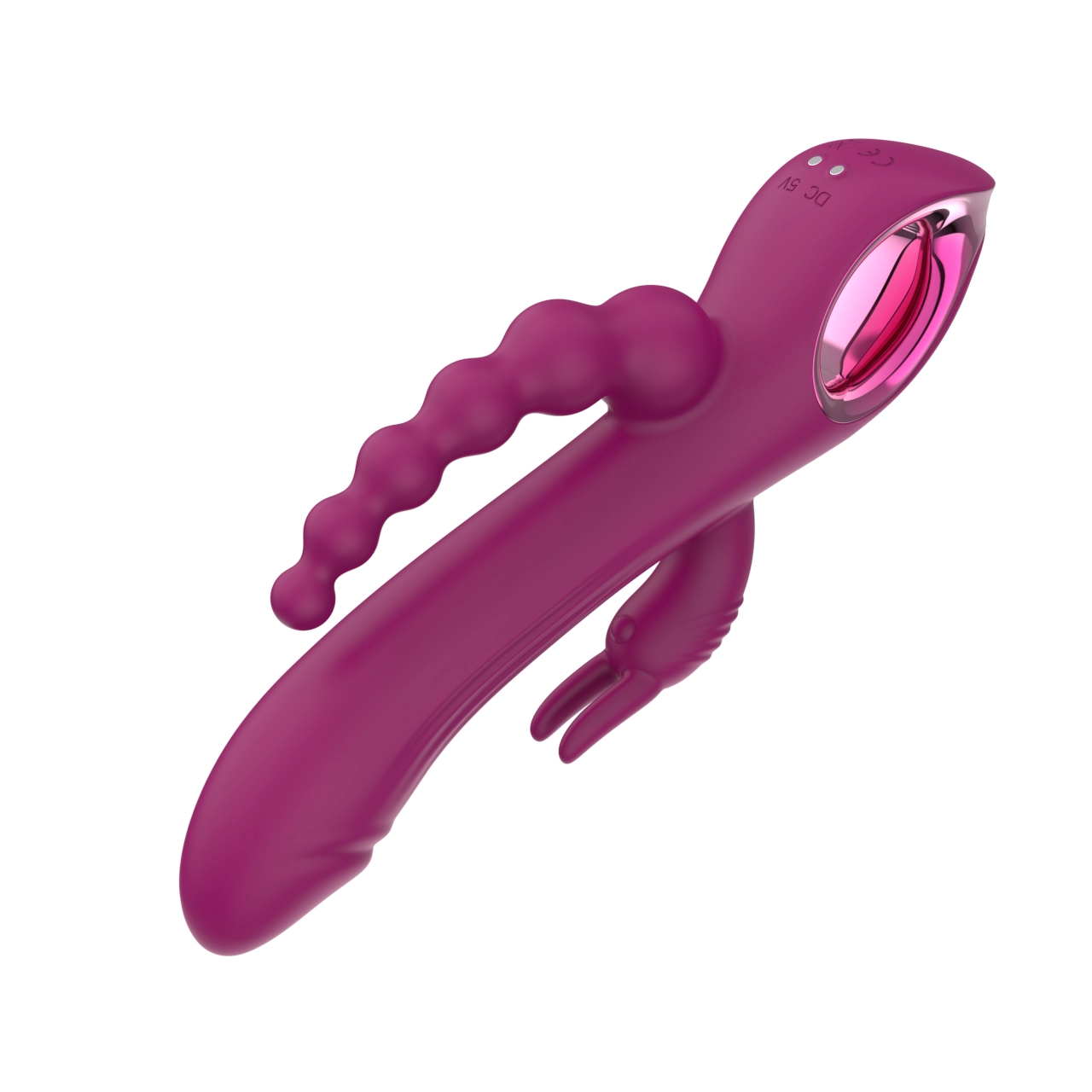Triple-Motor Rabbit Wand Massager — Magnetic Charging, Independent Controls (203g) view 3