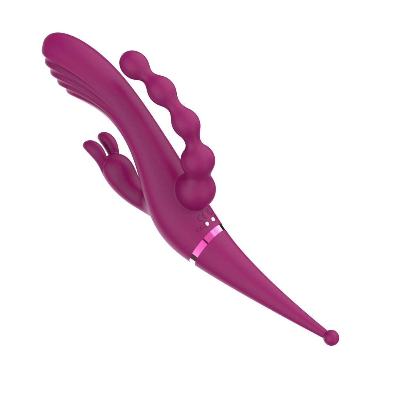 Triple Stimulation Vibrator with Anal Beads Arm — 10 Modes Per Motor view 2