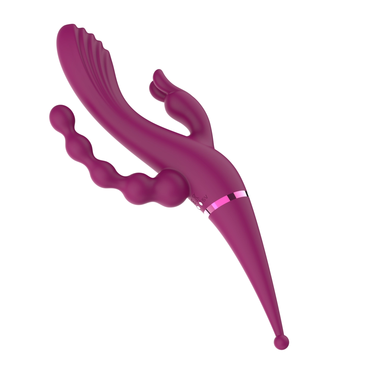 Triple Stimulation Vibrator with Anal Beads Arm — 10 Modes Per Motor view 5