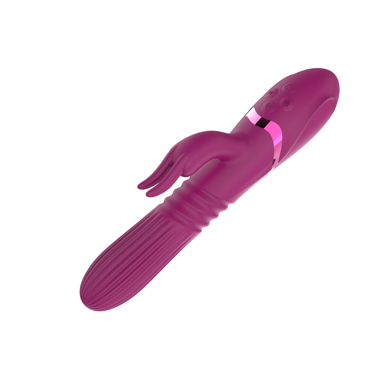 Thrusting Rabbit Vibrator with Textured Shaft — 3-Speed Thrust + 7 Vibration Modes + One-Touch Burst view 3