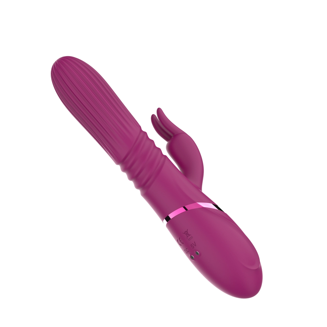 Thrusting Rabbit Vibrator with Textured Shaft — 3-Speed Thrust + 7 Vibration Modes + One-Touch Burst view 4