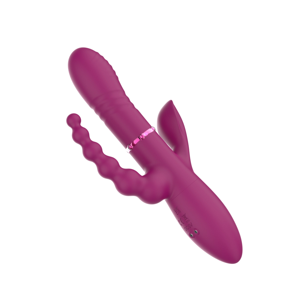 Triple-Stimulation Oscillating Vibrator — Ring-Slide & Head-Swing, Anal Bead Arm & Leaf Clitoral Wing, IPX6 view 5