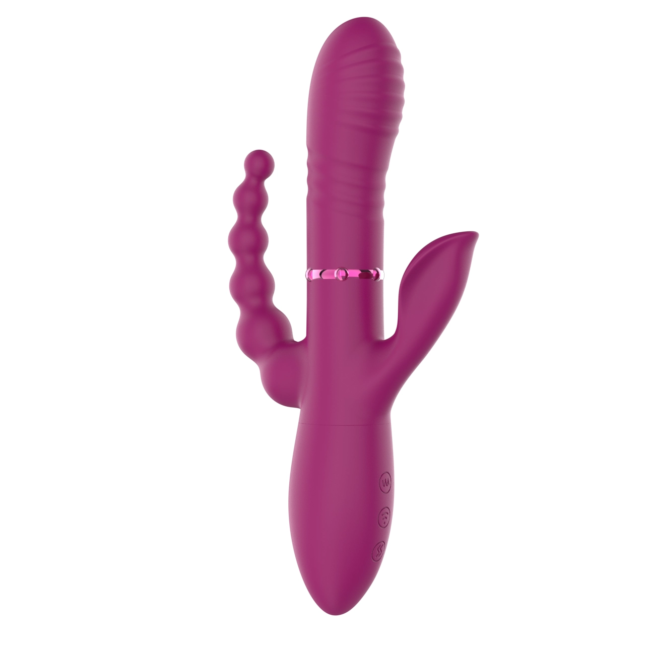 D0049 — Triple-Stimulation Oscillating Vibrator — Ring-Slide & Head-Swing, Anal Bead Arm & Leaf Clitoral Wing, IPX6